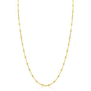 ZINZI Gold Plated Sterling Silver Snake Chain Necklace with Square Cut Chains and 40 Refined Shiny Beads (2,5mm width) 43-45cm ZIC2471G