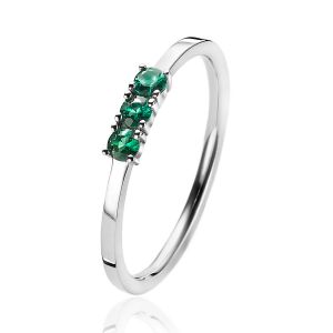 ZINZI Sterling Silver Stackable Ring Prong Setting Green ZIR2127G