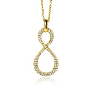 35mm ZINZI Gold Plated Sterling Silver Infinity Pendant White Zirconias ZIH2570Y (excl. necklace)