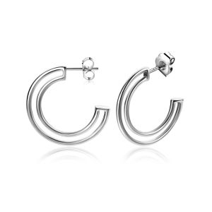 19mm ZINZI Sterling Silver Earrings Hoop with Double Tube 19x3mm ZIO2421