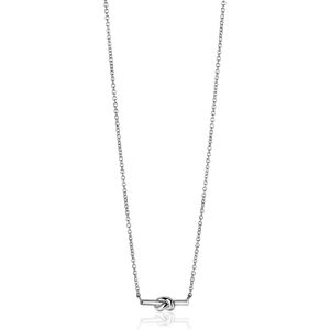 ZINZI silver chain necklace with bar and trendy knot 45-48cm ZIC2613