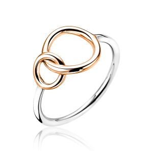 ZINZI Rose Gold Plated Sterling Silver Ring 2 Connected Open Circles ZIR1278R