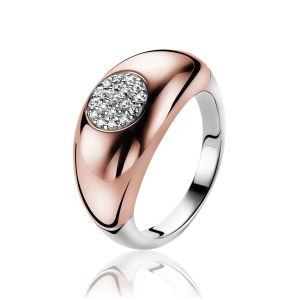 ZINZI Rose Gold Plated Sterling Silver Ring White ZIR1147D