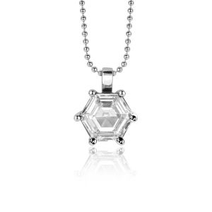 15mm ZINZI Sterling Silver Pendant Hexagon White Zirconia ZIH2259 (excl. necklace)