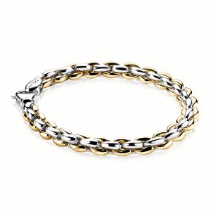 ZINZI Gold Plated Sterling Silver Chain Bracelet width 7mm 19,5cm ZIA1290