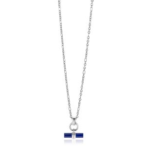 ZINZI Sterling Silver Necklace with Trendy Toggle Clasp Pendant in Lapis Lazuli 43-45cm ZIC2478