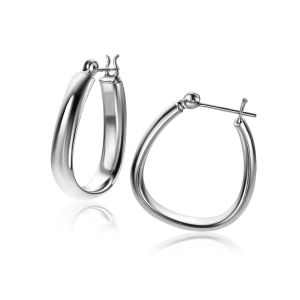 22mm ZINZI silver hoops in trendy bag shape with smooth tube 4mm wide and convenient top closure ZIO2606