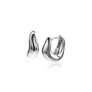 13mm ZINZI silver hoops organically shaped 5.5mm wide with luxury hinge closure ZIO2608