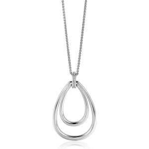 ZINZI Sterling Silver Necklace with Luxurious Oval Pendant (45mm) 70cm ZIC2489