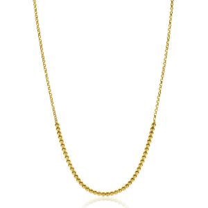 ZINZI gold plated silver jasseron necklace with bead links (2.5mm wide) in the middle 40-45cm ZIC2640G