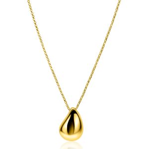 ZINZI gold plated silver jasseron necklace 45cm with luxury large teardrop-shaped pendant (24mm) ZIC2637G