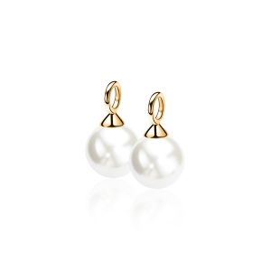 10mm ZINZI Gold Plated Sterling Silver Earrings Pendants Pearl White ZICH266WG (excl. hoop earrings)