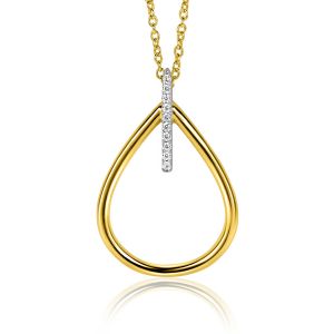 31mm ZINZI gold plated silver oval pendant with luxurious prominent eye, set with white zirconias ZIH2619 (without necklace)