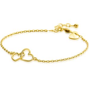ZINZI Gold Plated Sterling Silver Bracelet with 2 Connected Hearts 16,5-19,5cm ZIA2513G