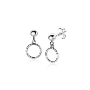 15mm ZINZI Sterling Silver Stud Earrings Bead with Dangling Open Circle 8mm ZIO2523