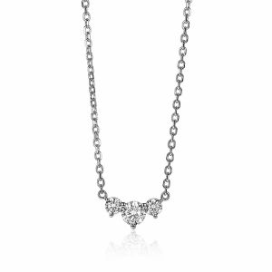 ZINZI Sterling Silver Chain Necklace Round White Zirconias 42-45cm ZIC2136