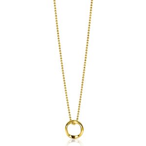 ZINZI gold plated silver bead necklace with smooth pendant in round organic shape 45-48cm ZIC2611G