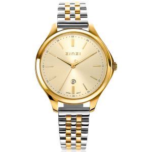 ZINZI Classy Watch 34mm Gold Colored Dial Bicolor Stainless Steel Strap Date ZIW1010
