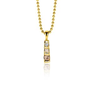 15mm ZINZI gold plated silver pendant set with champagne, peridot and white zirconias ZIH2612 (without necklace)