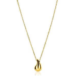 ZINZI gold plated silver jasseron necklace 42-45cm with organically shaped pendant 18mm ZIC2636G