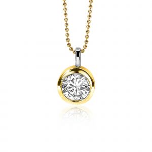 17mm ZINZI Gold Plated Sterling Silver Pendant Round White Zirconia ZIH2