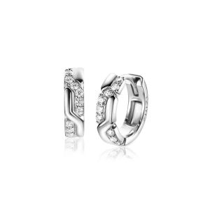 15mm ZINZI Sterling Silver Hoop Earrings Playful Combination of 2 Bars White Zirconias ZIO2399