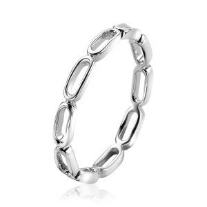 ZINZI Sterling Silver Stackable Ring with Trendy Paperclip Chain ZIR2035