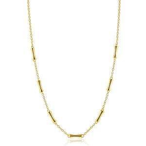 ZINZI gold plated silver link necklace with seven smooth bamboo shapes 40-45cm ZIC2577G
