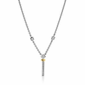 ZINZI Sterling Silver Necklace with Bicolor Pendant and White Zirconias 42-44cm ZIC2121