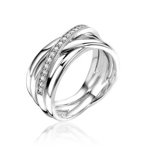 ZINZI Sterling Silver Crossover Ring White ZIR1790