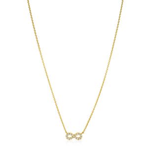 ZINZI gold plated silver necklace with Infinity sign fully set with white zirconia 42-45cm ZIC2597Y