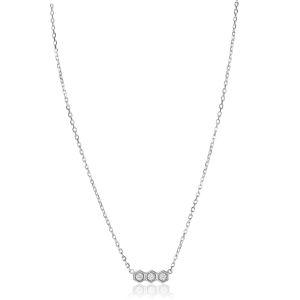 ZINZI Sterling Silver Necklace with 3 Hexagon Settings Set with White Zirconias 42-45cm ZIC2543