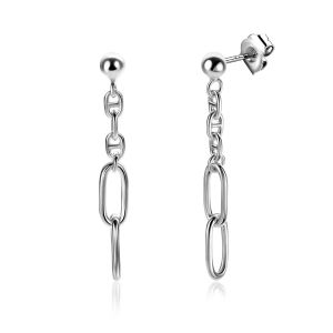 35mm ZINZI Sterling Silver Stud Earrings with Marine Chain and 2 Oval Chains ZIO2413