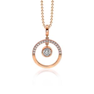 18mm ZINZI Rose Gold Plated Sterling Silver Pendant Open Circle Round White Zirconia ZIH1813R