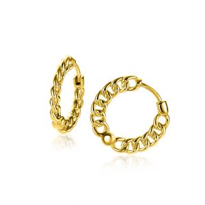 17mm ZINZI Gold Plated Sterling Silver Hoop Earrings Curb Chain from the side width 2mm ZIO1414G