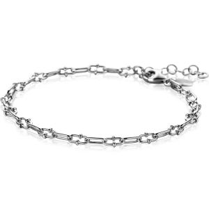 ZINZI silver bracelet with 4mm paperclip links, decorated with playful beads 17-20cm ZIA2586