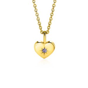 JUNE Pendant 12mm Gold Plated Heart Birthstone Light Amethyst Zirconia (excl. necklace)