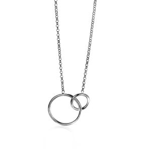 ZINZI Sterling Silver Necklace with 2 Connected Open Circles 42-45cm ZIC1278
