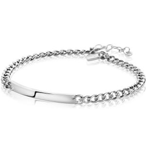 ZINZI Sterling Silver Curb Chain Bracelet with Bar width 4mm 18-21cm ZIA2271