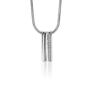 15mm ZINZI Sterling Silver Long Pendant White Zirconia ZIH2126 (excl. necklace)