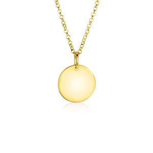 15mm ZINZI Gold Plated Sterling Silver Pendant Shiny Coin to Engrave ZIH2345G15 (excl. necklace)