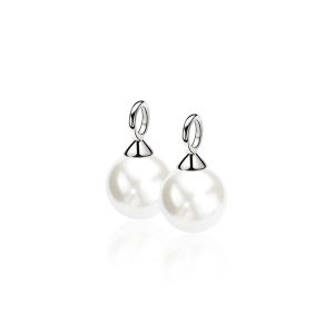 10mm ZINZI Sterling Silver Earrings Pendants Pearl White ZICH266W (excl. hoop earrings)