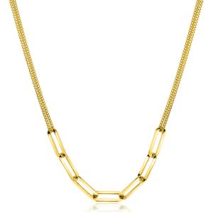 ZINZI Gold Plated Sterling Silver Necklace Double Paperclip Chains 40-45cm ZIC2262G