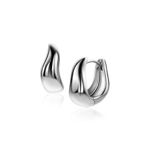 15mm ZINZI silver hoops organically shaped 6.5mm wide with luxury hinge closure ZIO2609