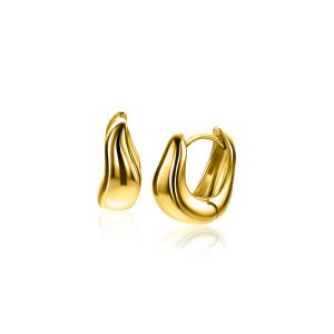 13mm ZINZI gold plated silver hoops organically shaped 5.5mm wide with luxury hinge closure ZIO2608G