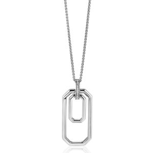 ZINZI Sterling Silver Necklace with Luxurious Rectangular Pendant (40mm) 70cm ZIC2494