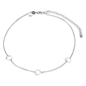 ZINZI Sterling Silver Anklet Hearts 23+4cm ZIE1188