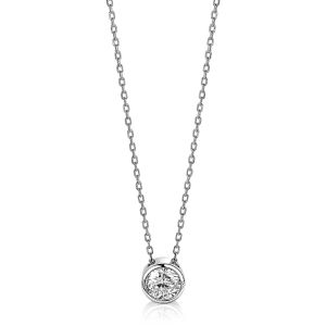 ZINZI Sterling Silver Necklace Round Setting with White Zirconia 40-45cm ZIC1775