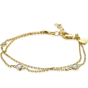 ZINZI Gold Plated Sterling Silver Bracelet Double Heart ZIA1721G