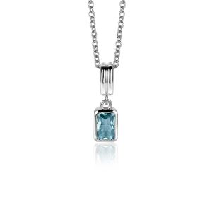 17mm ZINZI silver rectangular pendant set with a petrol blue gemstone ZIH2614 (without necklace)